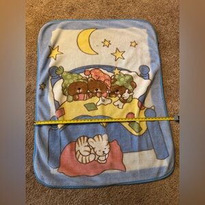 Vintage Baby Blanket – Kawaii Bears & Cat, Moon & Stars, Soft Plush 39 x 52